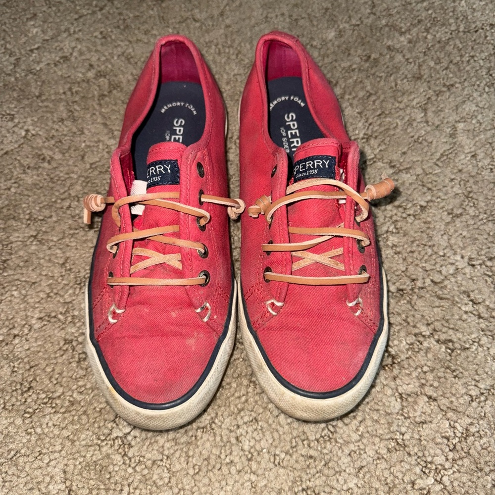 Sperry Coral Canvas Lace-Up Shoes